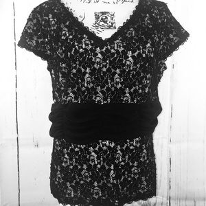 Studio 1940 Womens  Black Lace  Top Plus 18/20